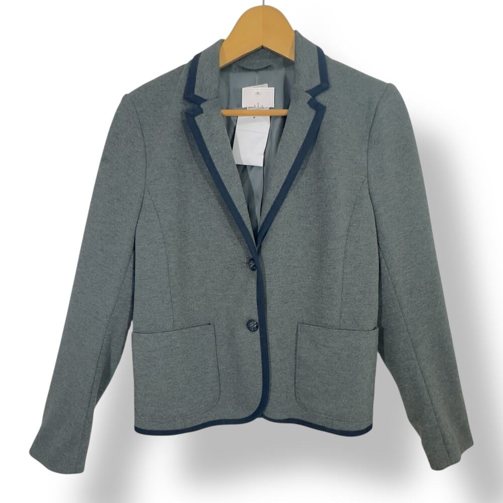 Gap The Academy Blazer Heather Gray Navy Women Classic Preppy Heritage 10 NWT